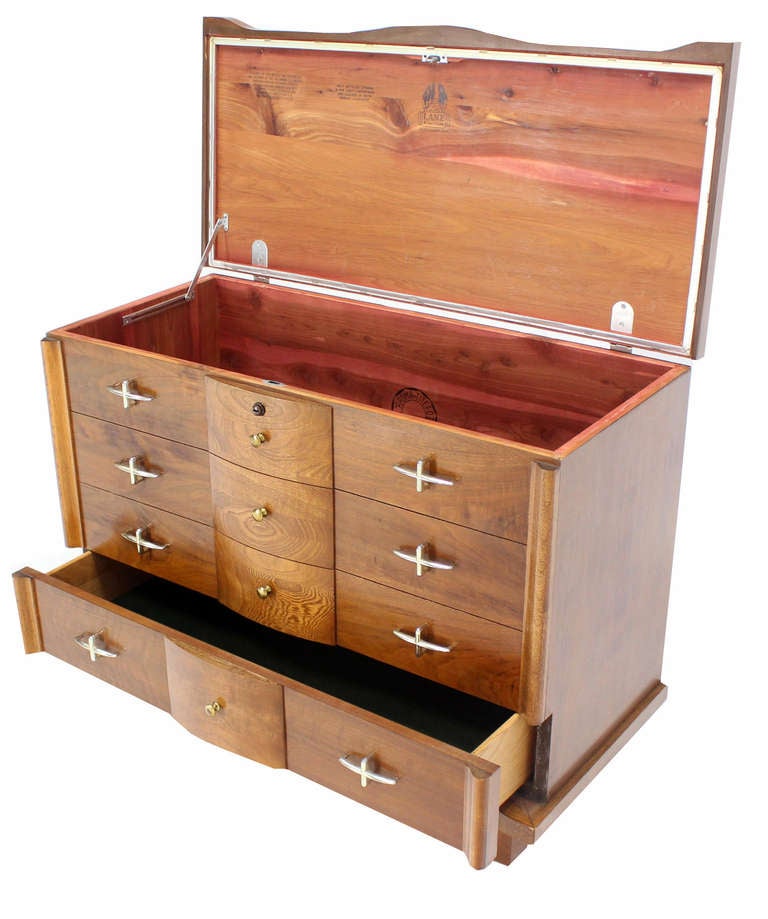 Mid-Century Modern Cedar Hope Chest with a Drawer 2