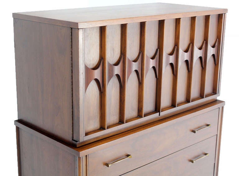 Mid-Century Modern Mid-Century Danish Modern High Chest Dresser in Walnut and Rosewood