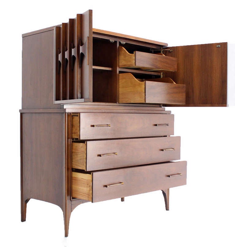 Mid-Century Danish Modern High Chest Dresser in Walnut and Rosewood 1