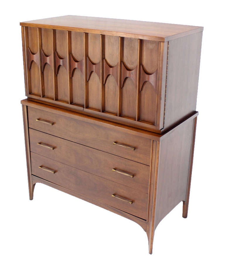 Mid-Century Danish Modern High Chest Dresser in Walnut and Rosewood 4
