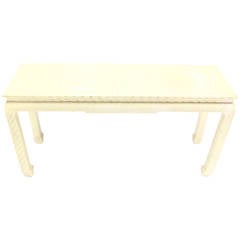 Grass Cloth Covered Mid-Century Modern Console Table