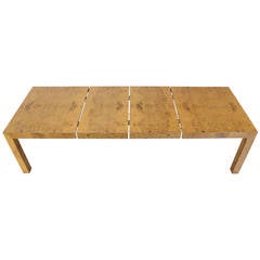 Burl Walnut Mid-Century Modern Dining Table with Two Leaves by Baughman