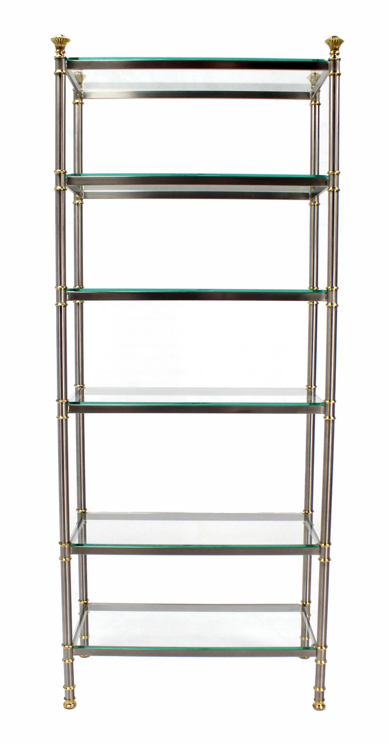 20th Century Mid-Century Modern Mixed Metals Brass Chrome Glass Etagere