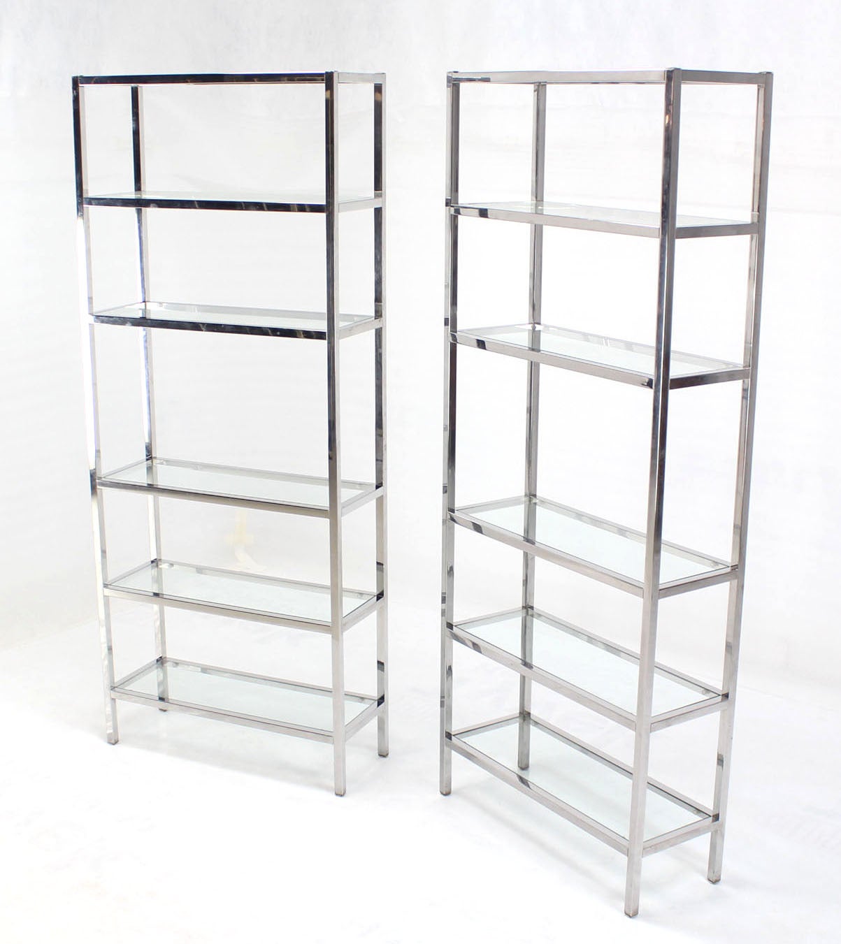 Pair of Chrome Mid Century Modern Etageres Shelves