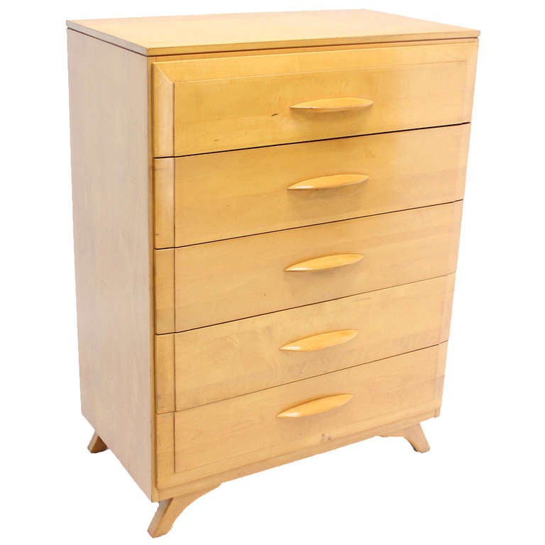 Mid-Century Modern Blonde Maple High Chest or Dresser at 1stdibs