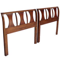 Pair of Walnut and Rosewood Twin Headboards King Equivalent