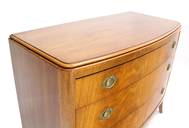 Mid Century Art Deco Bow Front Walnut Dresser by John Stuart