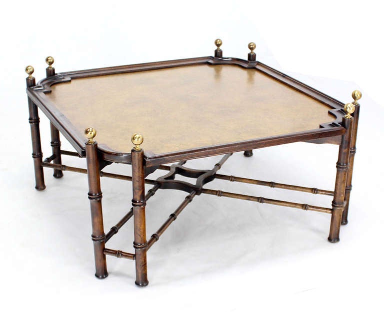 Faux Bamboo Hollywood Regency Style Coffee Table 2