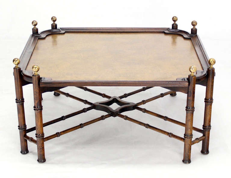 20th Century Faux Bamboo Hollywood Regency Style Coffee Table