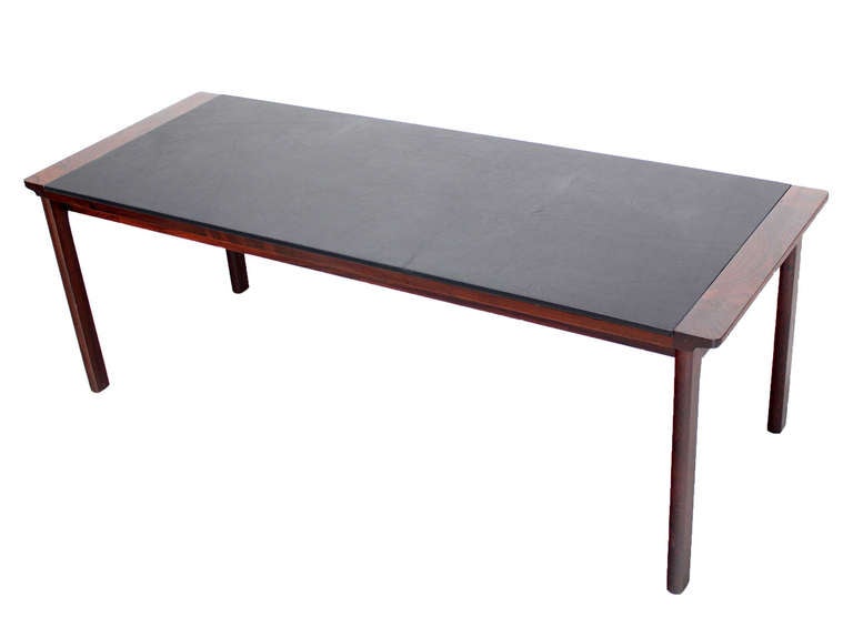 Danish Mid-Century Modern Leather-Top, Rosewood Coffee Table 6