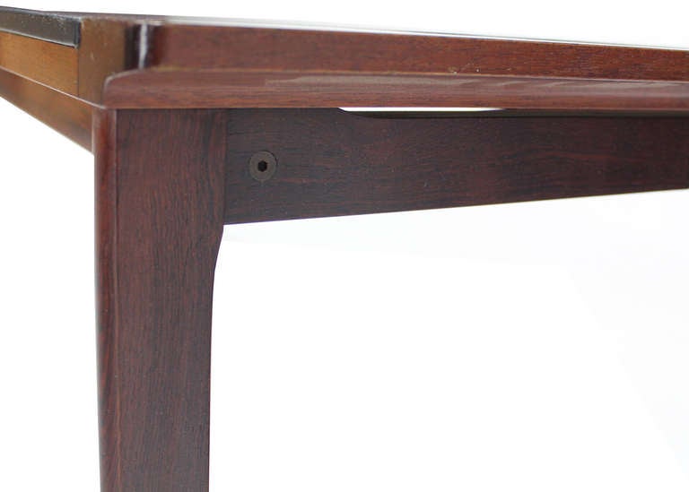 Danish Mid-Century Modern Leather-Top, Rosewood Coffee Table 3