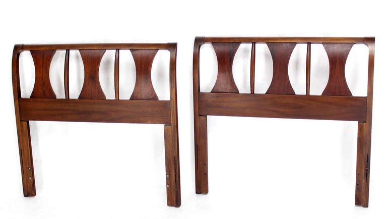 Pair of Walnut and Rosewood Twin Headboards King Equivalent 3