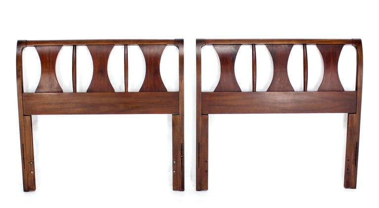 Pair of Walnut and Rosewood Twin Headboards King Equivalent 4