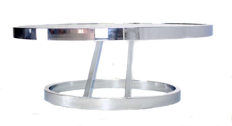 Modern Chrome and Glass Round Coffee Table by Baughman 1