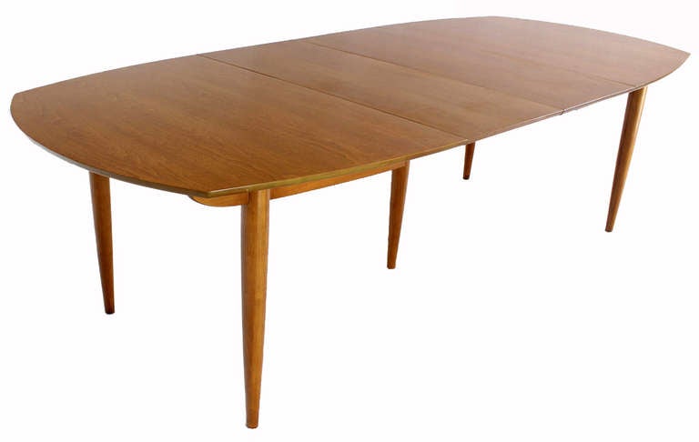 Mid-Century Modern John Stuart Mid Century Modern Walnut Dining Table with Two Leaves For Sale