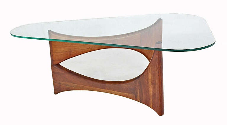 Adrian Pearsall Mid-Century Modern Walnut Base, Heart Shape Coffee Table In Excellent Condition In Rockaway, NJ