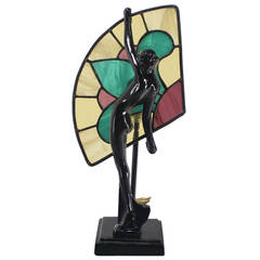 Art Deco Nouveau Style Nude Stained Glass Table Lamp