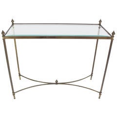 Brass Base Glass Top Console or Sofa Table 8