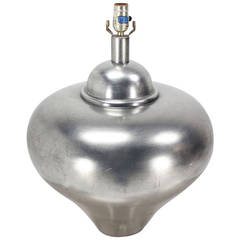 Mid-Century Modern Silver Gilt Round-Base Table Lamp