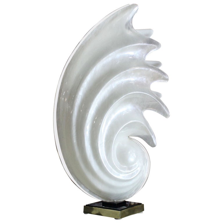White Molded Acryilic MidCentury Modern Sculptural Table Lamp For Sale at 1stDibs