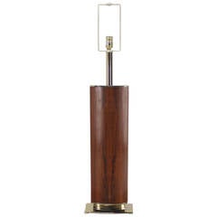 Mid-Century Modern Rosewood Table Lamp on Metal Base Mid-Century Modern Rosewood Table Lamp on Metal Base