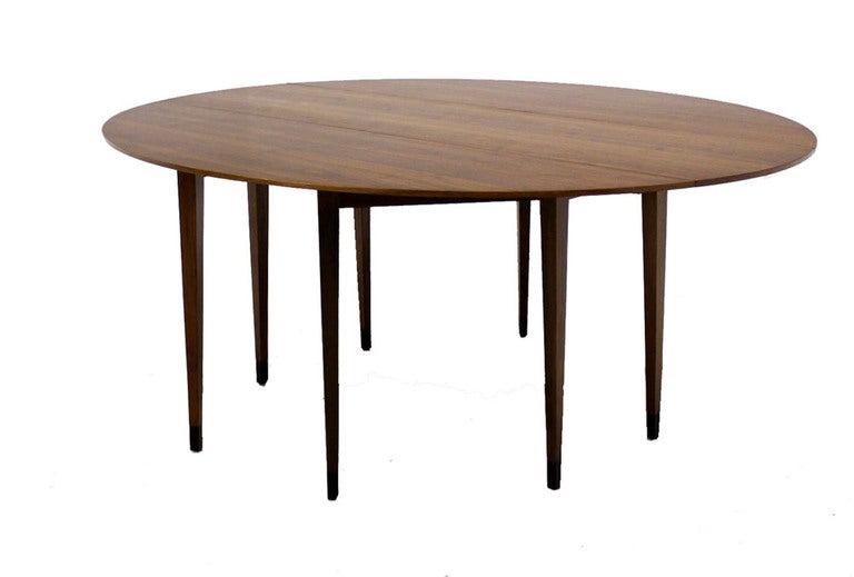 Mid-20th Century Large Mid-Century Modern Walnut Drop-Leaf Table by Dunbar