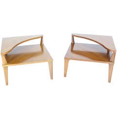 Pair of Mid-Century Modern Step End Corner End Tables Stands by John Stuart