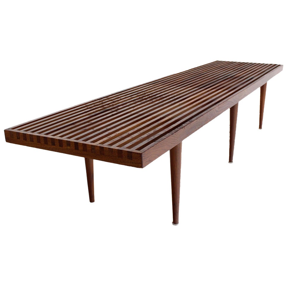 Mid Century Danish Modern Extra Long Slat Bench