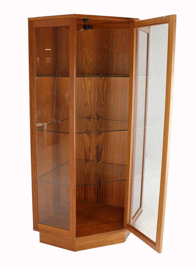 Danish Mid Century Modern Teak Corner Cabinet Cupboard 1