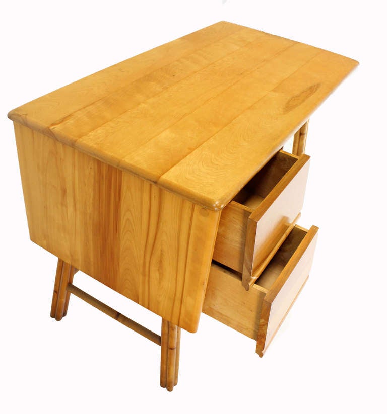Mid-Century Modern Mid Century Modern Bamboo and Solid Maple Small Desk Matching Chair