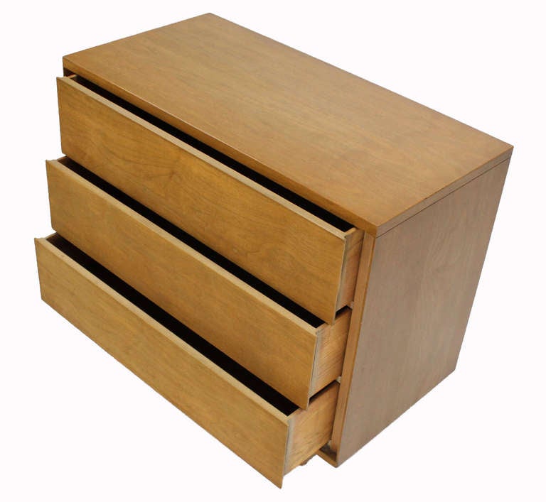 American Mid-Century Modern Walnut, Bachelor Three-Drawer Chest or Dresser