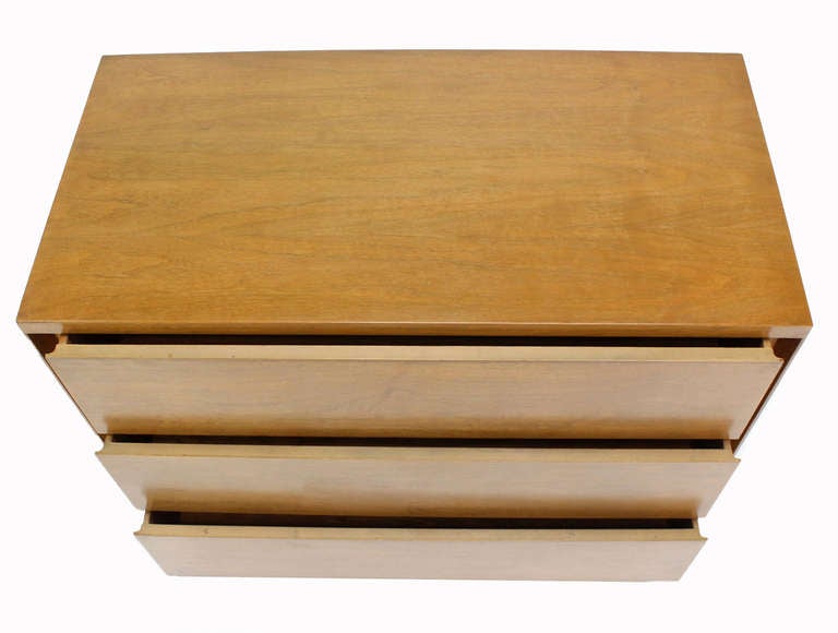 Mid-Century Modern Walnut, Bachelor Three-Drawer Chest or Dresser In Excellent Condition In Rockaway, NJ