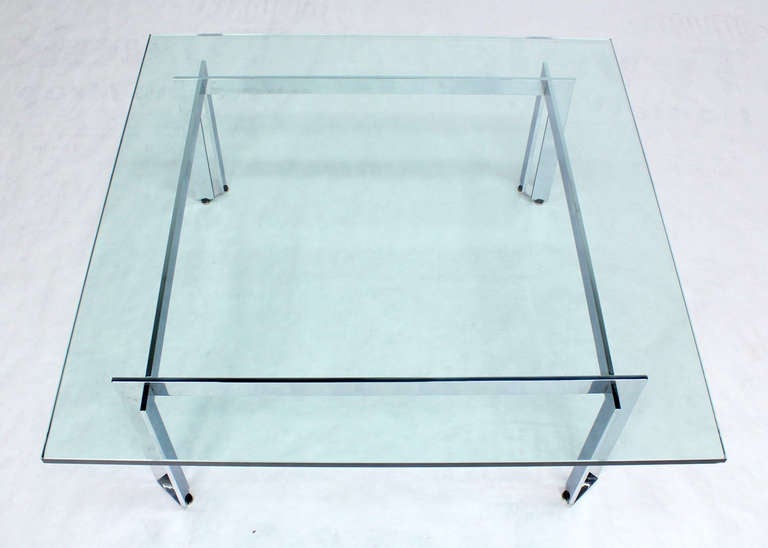 20th Century Square Mid-Century Modern Chrome and Glass Coffee Table