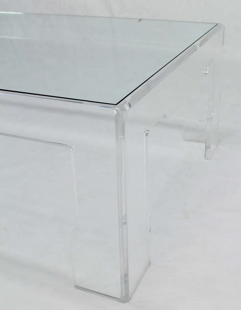 Glass Long Mid-Century Modern Rectangular Lucite Coffee Table