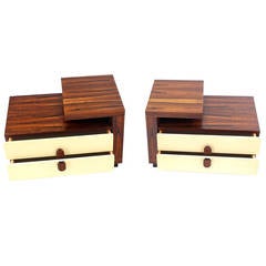 Pair of Mid-Century Modern Rosewood Step End Tables or Night Stands