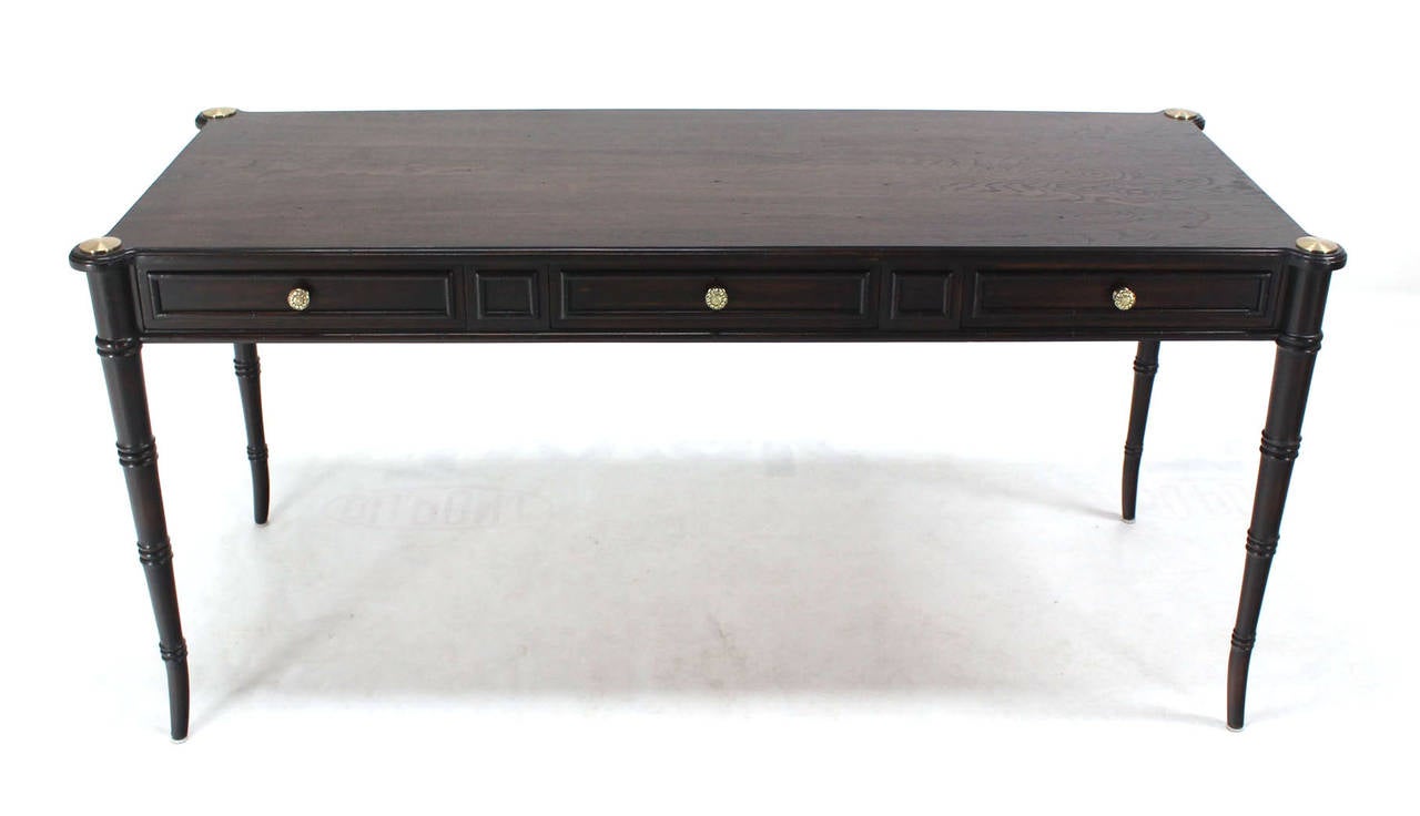 Faux bamboo mid-century modern walnut partners desk. Excellent condition.