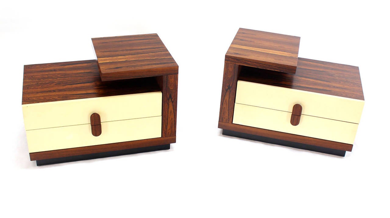 Pair of Mid-Century Modern Rosewood Step End Tables or Night Stands 5