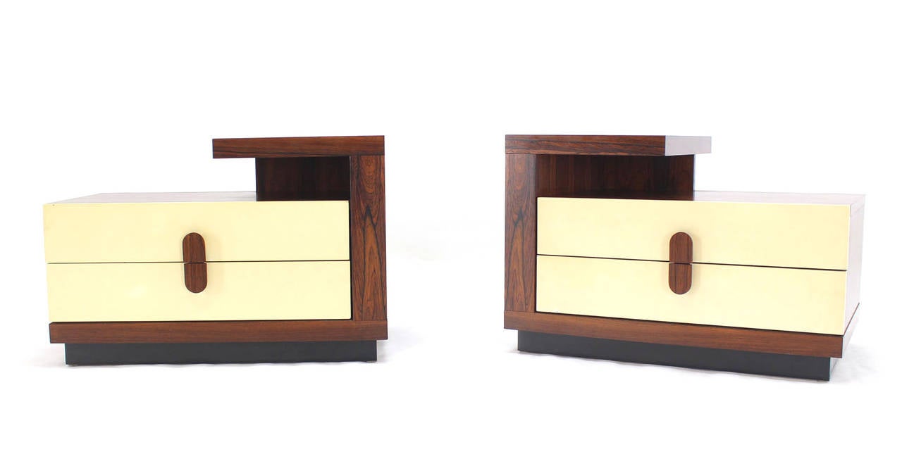 Pair of Mid-Century Modern Rosewood Step End Tables or Night Stands 3