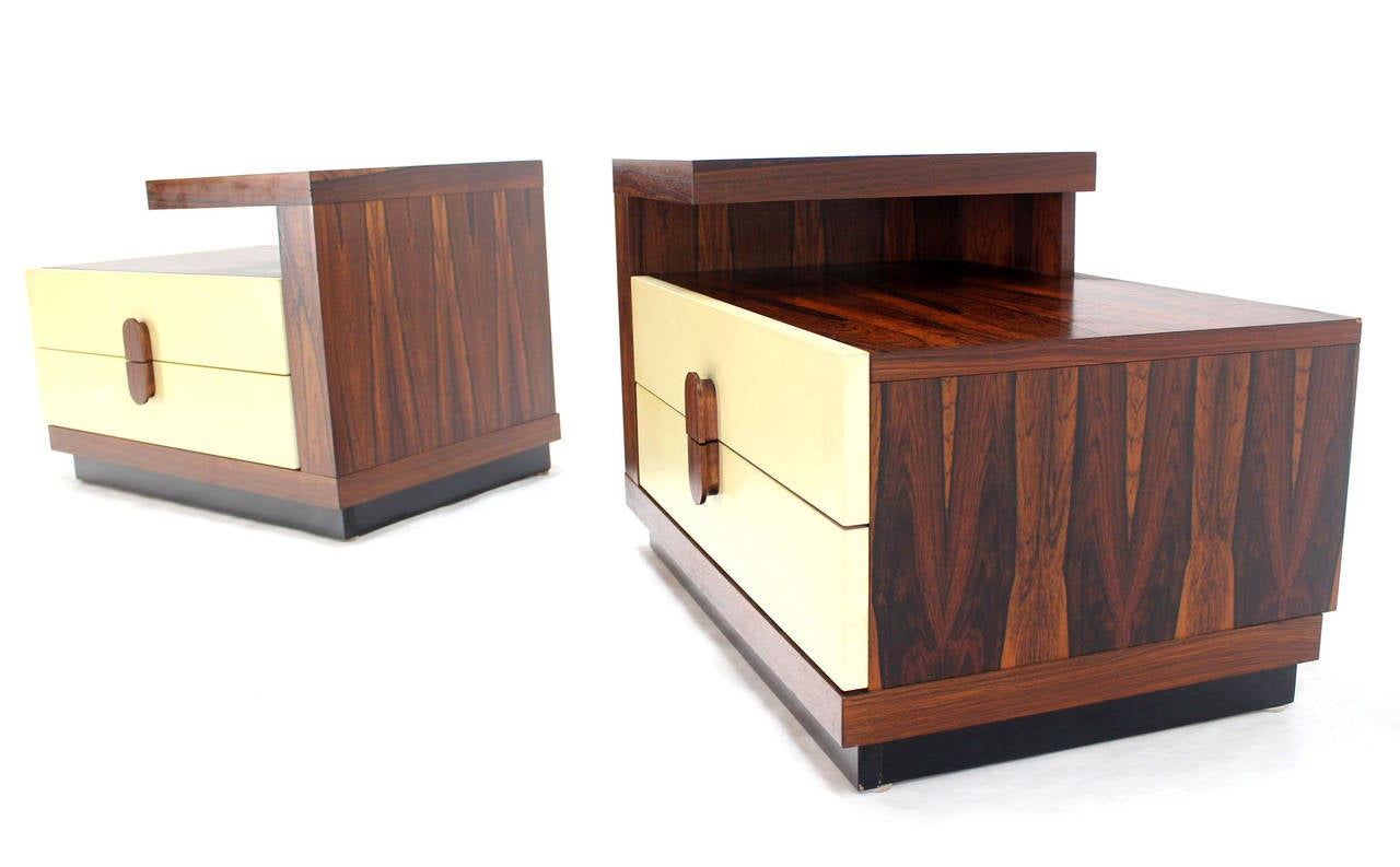 Pair of Mid-Century Modern Rosewood Step End Tables or Night Stands 4