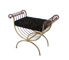 U Shape Midcentury Wrought Gilt Iron Window Bench NEW Upholstery