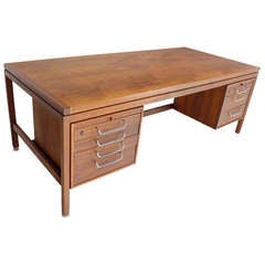 Jens Risom Oiled Walnut Mid-Century Modern Executive Desk