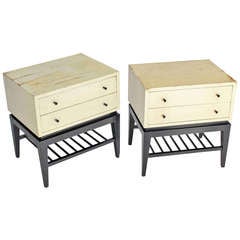 Pair of Night Stands or End Tables with Magazine Rack or Shelf