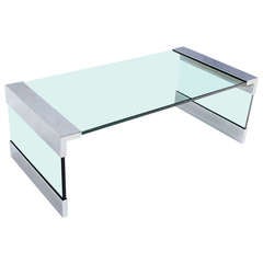 Mid Century Modern 3/4" Thick Glass 
Chrome Coffee Table
