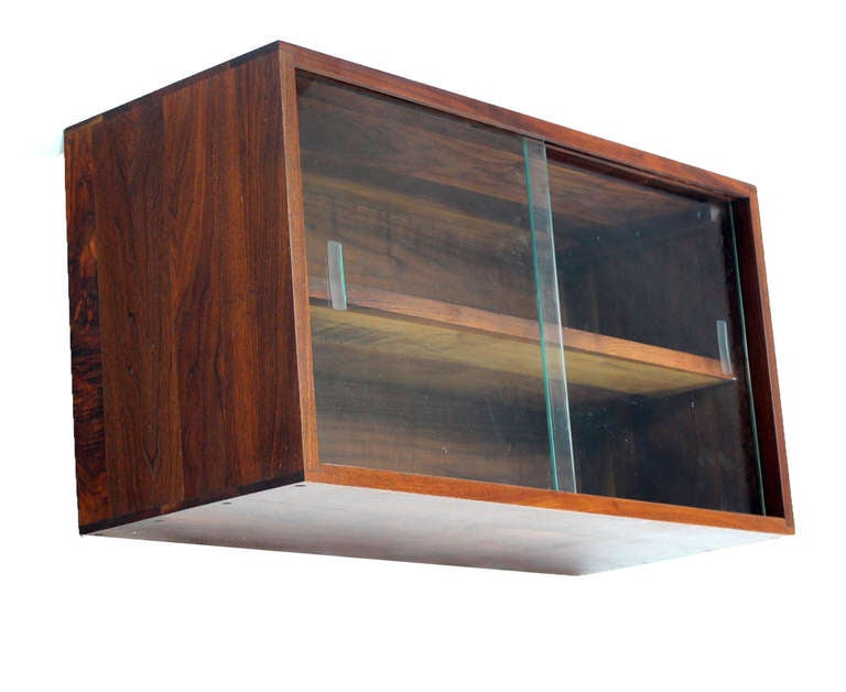 Mid-Century Modern Solid Walnut Hanging Shelf or Bookcase 1