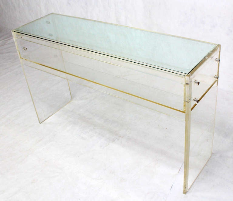 20th Century Nice Mid Century Modern Lucite and Glass Console Table Jewelry Showcase