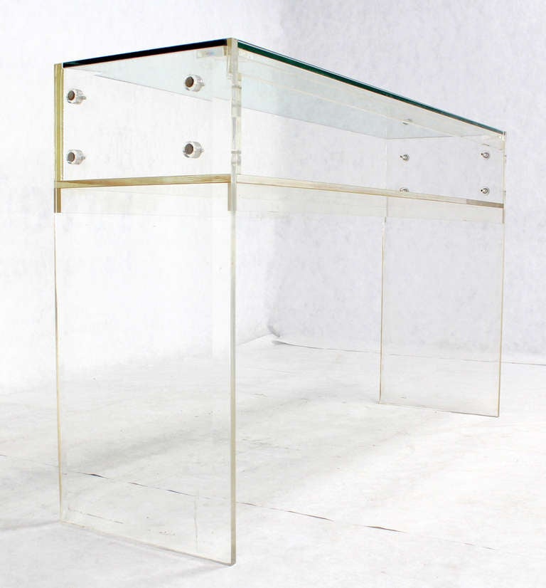 Nice Mid Century Modern Lucite and Glass Console Table Jewelry Showcase 2
