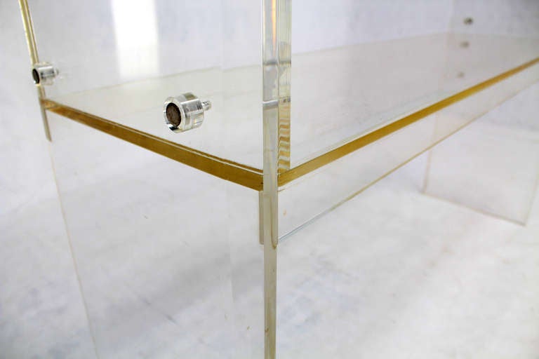 Nice Mid Century Modern Lucite and Glass Console Table Jewelry Showcase In Excellent Condition In Rockaway, NJ