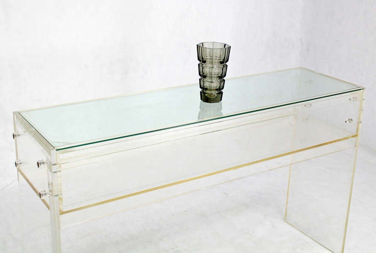 Nice Mid Century Modern Lucite and Glass Console Table Jewelry Showcase 4