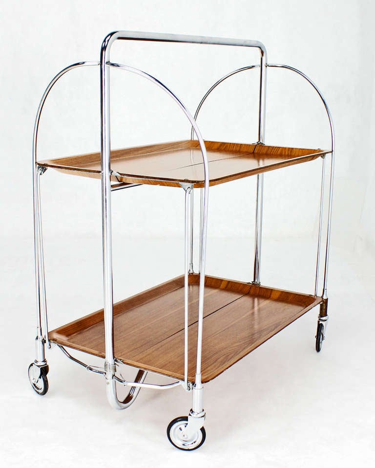 Very nice molded plywood and chrome folding tea cart. Made in USSR.