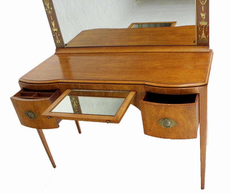 Mid Century Art Deco Walnut Vanity Dressing Table 1